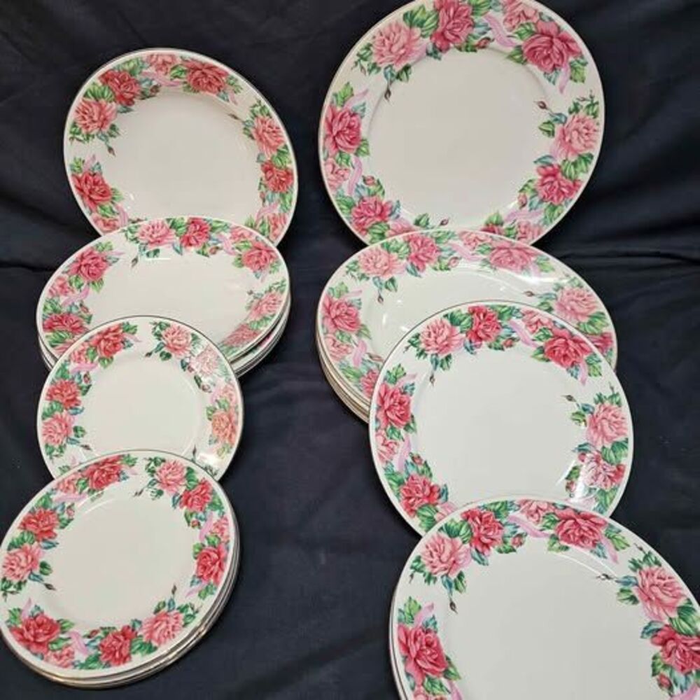 Vintage rose garden fine porcelain tabletops unlimited set 16 pieces
